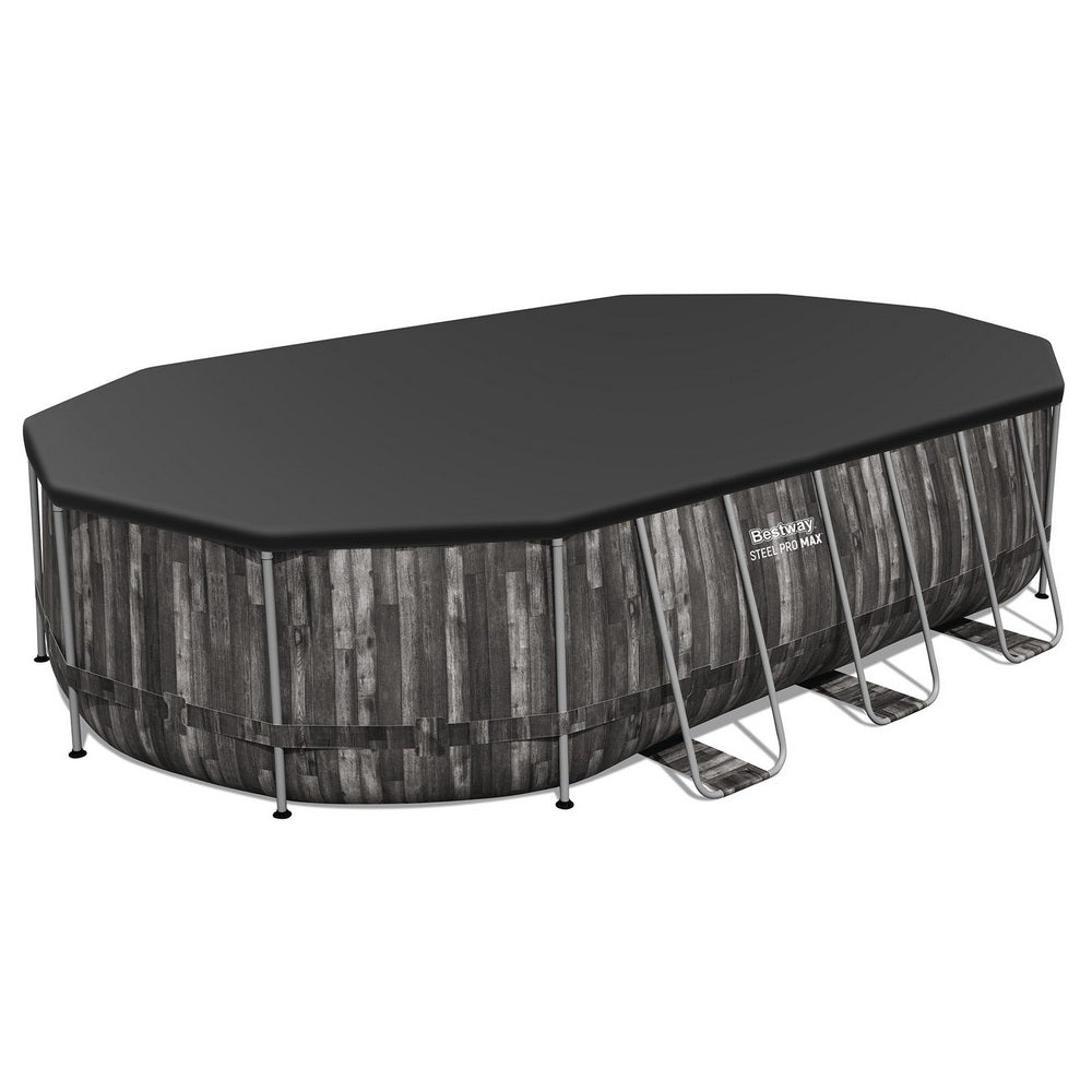 Bestway Swimming Pool Steel Frame Pool Set 6.1x3.66m w/ Filter Pump Ladder Cover