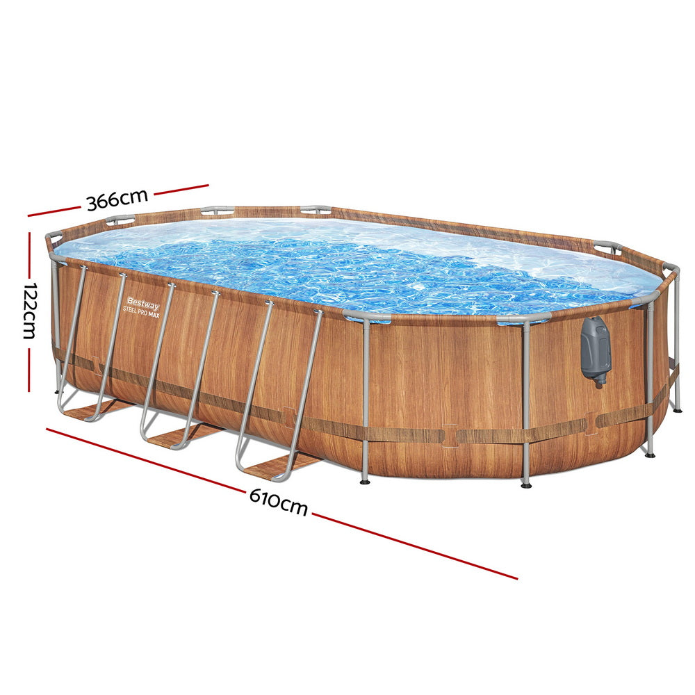 Bestway Swimming Pool Steel Frame Luxury Pool & SPA Massage Set 6.1x3.66x1.22m