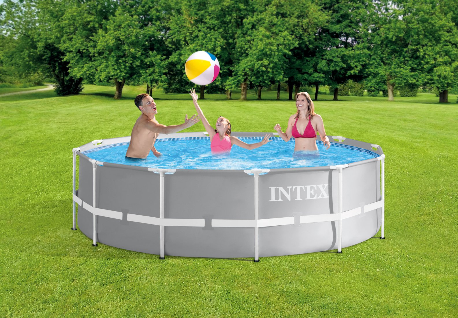 Intex PRISM Premium 12' Metal Frame Pool Outdoor Above Ground 366cm x 99cm - 26716