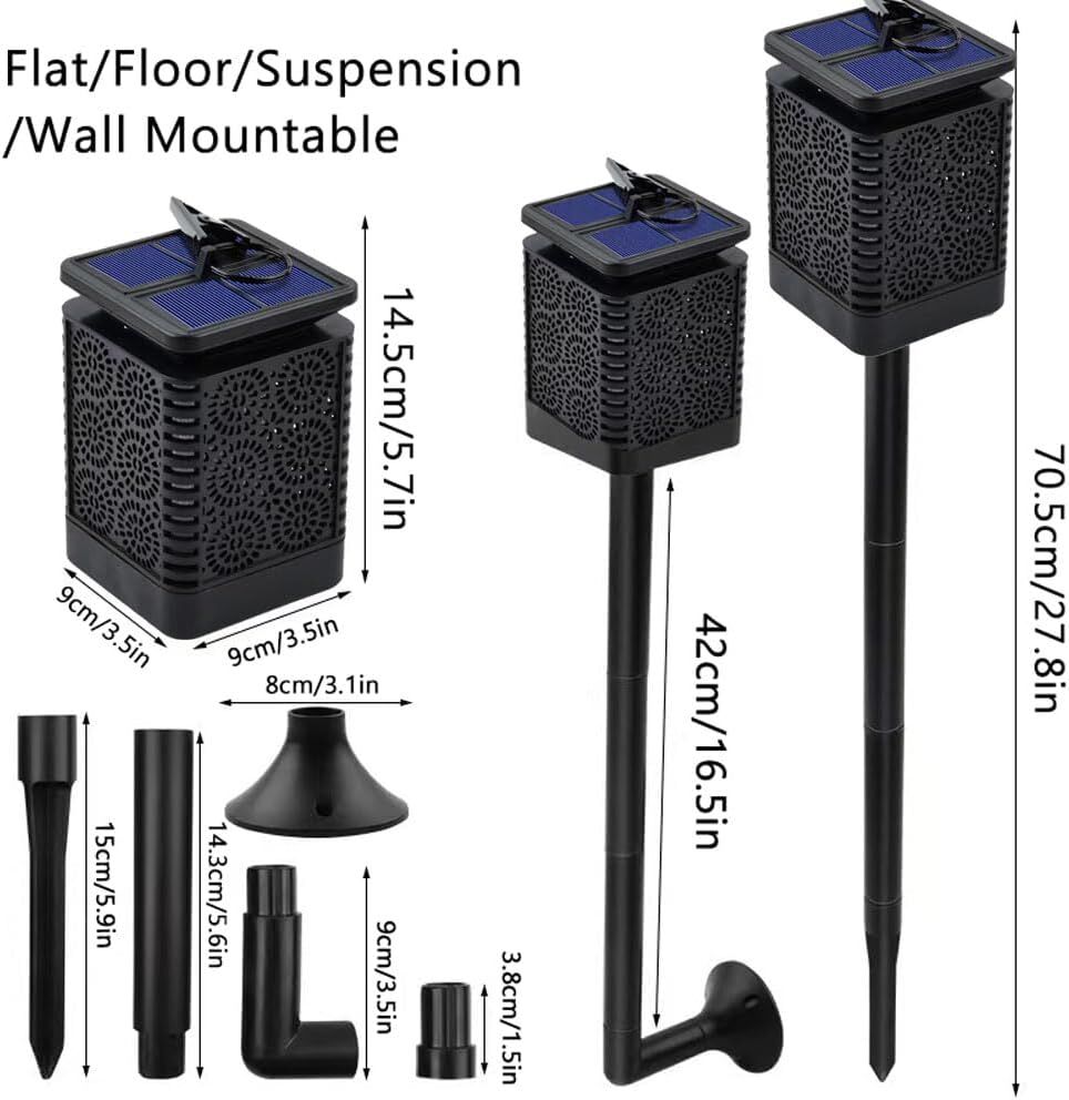 2-Pack Solar Garden Stake Light with Floral Pattern: 12 LED Outdoor Decorative Light with Multiple Mounting Options