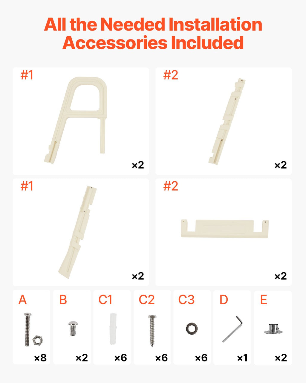 VEVOR 5-Step Inclined Robust Pool Ladder of 2 Handrails for 1219.2-1371.6mm Pool