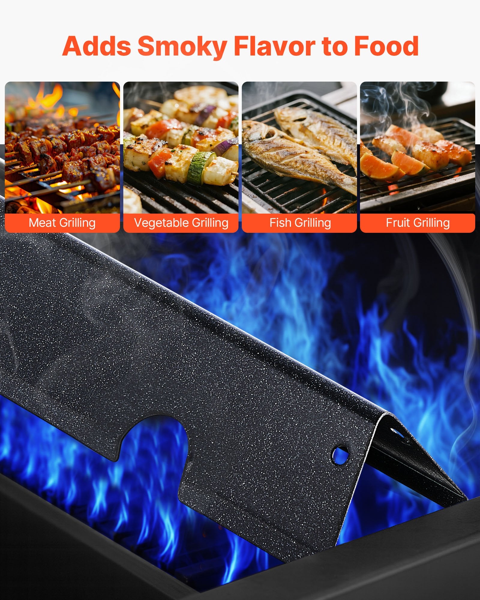 VEVOR Flavorizer Bars, 44cm Grill Replacement Part, for Weber Genesis ll 310 315 335 340, E/S 325s, ES/SX 325s, E/S 335, EX/SX/EPX-335 Grills, Porcelain-enameled Steel Thicker Heat Plate, 5 Pack