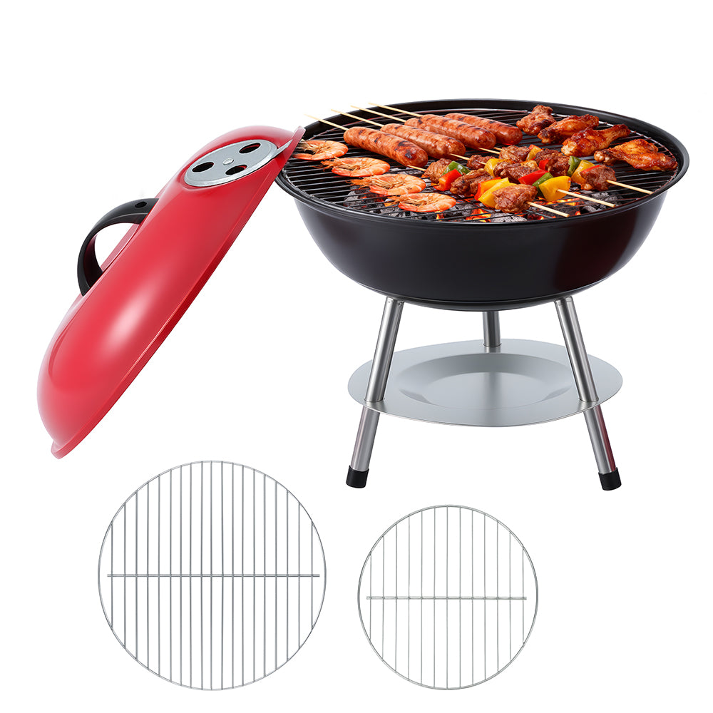 Grillz Charcoal BBQ Grill Portable with Lid for Camping Outdoor