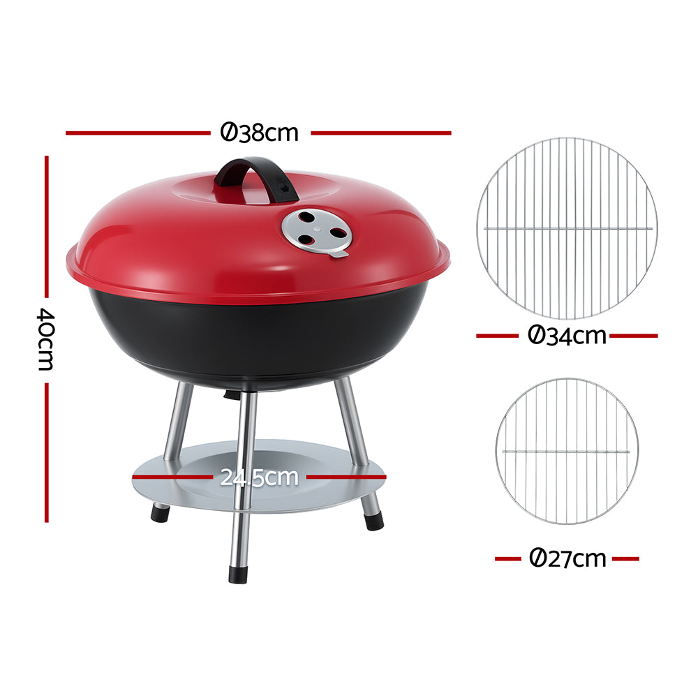 Grillz Charcoal BBQ Grill Portable with Lid for Camping Outdoor